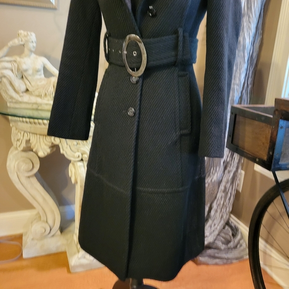 Bebe Knee Length Black Wool Pea Coat, in Size Extra Small.  H04 - Picture 12 of 16